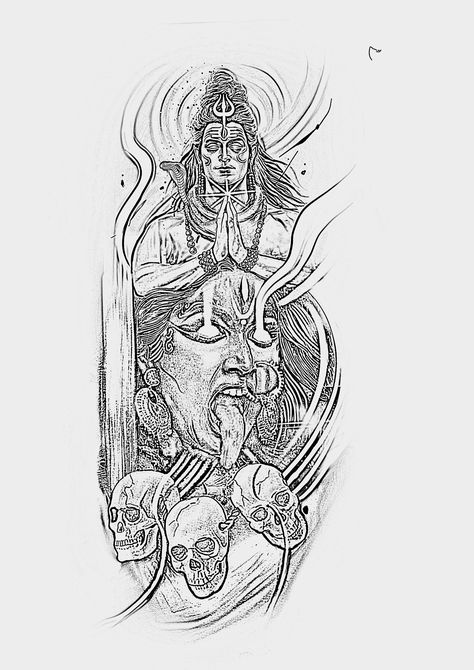 Shiv Kali Tattoo, Ardhanarishvara Shiva Shakti Tattoo, Kaal Bhairav Tattoo Design, Shiv Shakti Tattoo, Mahadev Tattoos, Beautiful Angel Tattoos, Kali Tattoo, Trishul Tattoo Designs, Om Tattoo Design