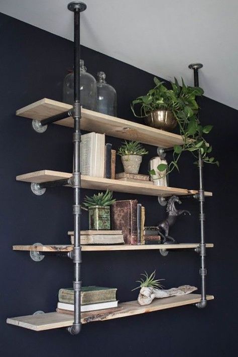 Pipe Shelving, Shelves Diy, Pipe Furniture, Pipe Shelves, Industrial Pipe, Interior Design Magazine, Design Industrial, Magnolia Homes, Industrial House