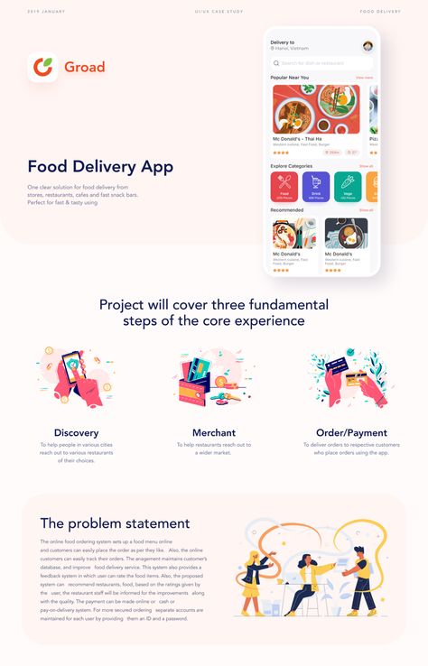 Groad - Food Ordering System - UI/UX Case Study on Behance Logos, Ui Ux Designer Portfolio, Portfolio Website Layout, Ui Ux Case Study, Uxui Design, Ux Portfolio, Ux Design Portfolio, Ux Design Principles, Ux Case Study