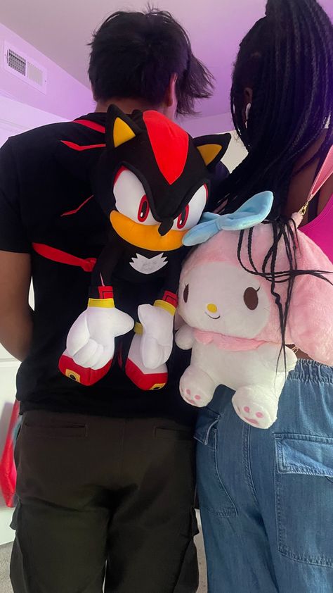 Sanrio Couple Aesthetic, Sanrio Couple, Shadow Backpack, Shark Couple, Aesthetic Cute Couple, Shadow Aesthetic, Shadow Sonic, Sanrio Store, Backpack Outfit