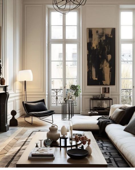 Parisian Interior Design, Parisian Living Room, Paris Interiors, Parisian Interior, Fall Home, Classic Interior, Apartment Interior, Living Room Inspiration, Living Room Interior