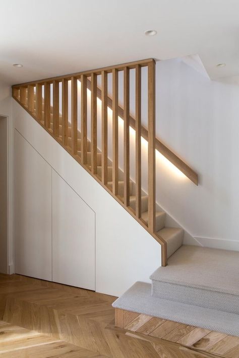 تحت الدرج, Stair Banister, Staircase Storage, Stairs Design Interior, House Staircase, Interior Design Per La Casa, Stairway Design, Stairs Design Modern, Home Stairs Design