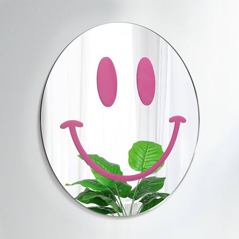 Dremisland Smiley Wall Mirror Preppy Room Decor Aesthetic Wall-Mounted Mirror Acrylic Decorative Self Adhesive Pink Funky Mirror Wall Decor for Teen Girls Bedroom Living Room Entryway Hallway : Amazon.co.uk: Home & Kitchen Dorm Room Decor Aesthetic, Funky Mirrors, Preppy Decor, Preppy Bedroom, Girl Dorms, Teen Girl Room Decor, Room Decor Aesthetic, Girls Dorm Room