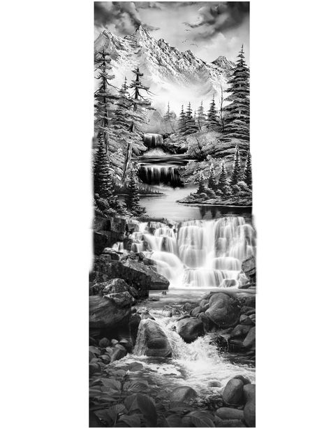 Hi there! I'm in touch, a cross-stitch lover, and digital pattern designer. Lately, I've been interested in creating and stitching geometric patterns. I really like this style. Japanese River Tattoo, Water Tattoo Men, Realism Stencil, Mor Tattoo, Mountain Tattoo Sleeve, Rainforest Tattoo, Mountain Sleeve Tattoo, Wrench Tattoo, Forest Tattoo Sleeve