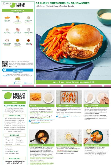 Hello Fresh Recipes Cards, Recipes Cards, Fresh Recipe, Fresh Meals, Hello Fresh Recipes, Fried Chicken Sandwich, Fresh Recipes, Hello Fresh, Meal Kit