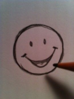 How to Draw a Happy Face By MKayo How To Draw Happy Faces, Happy Face Sketch, Drawing A Map, Draw Disney Characters, Happy Face Drawing, How To Draw Disney, Draw A Face, Jojo Art, Drawing Doodles