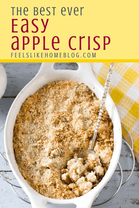 This easy apple crisp is the best recipe you'll ever eat! With its rich topping and no oats plus a secret ingredient, you'll never make another apple crisp recipe again! Quick Apple Crisp, Recipe With Pecans, Best Apple Crisp Recipe, Easy Apple Crisp, Baked Recipe, Best Apple Crisp, Easy Apple Crisp Recipe, Apple Crisp Recipe, Apple Crisp Easy