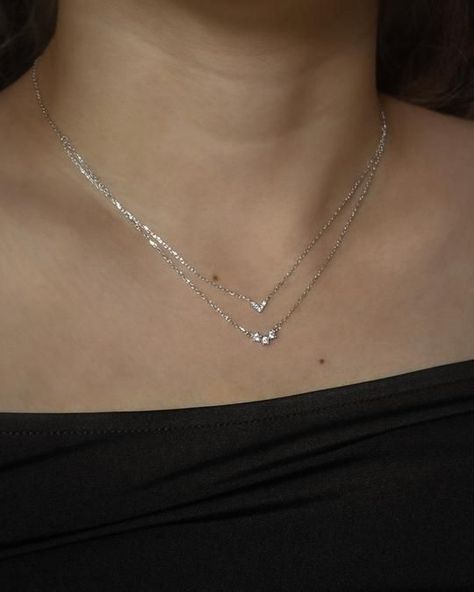 Illusion Earrings, Silver Prom Jewelry, Neck Stack, Formal Necklace, Prom Necklaces, Silver Necklace Simple, Formal Jewelry, Layered Necklaces Silver, Basic Jewelry