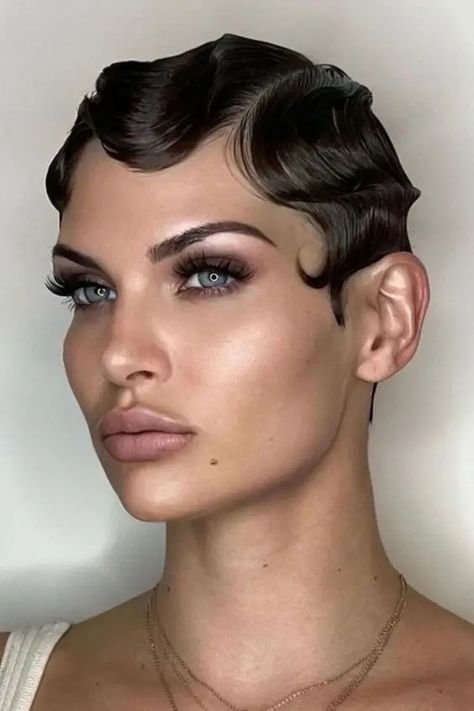 Finger Waves: How to Achieve This Timeless Hairdo – Svelte Magazine Finger Waves Mullet, Purple Finger Waves, Finger Wave Short Hair, 1920s Hair Styles, Finger Wave Bob, Finger Waves Black Hair, Finger Waves For Black Women, Short Hair Latina, Vintage Pixie Cut