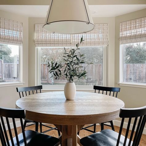 Interior Design | Lauren Cabral Interiors | California Round Dinning Room Table, Blue Kitchen Remodel, White Blue Kitchen, Black Kitchen Chairs, Christmas Dining Table Decorations, Circle Dining Table, Walnut Creek California, Dining Table Decorations, Black Kitchen Table