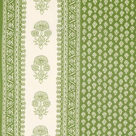 Mark D Sikes, Timeless Interiors, Schumacher Fabric, Indigo Fabric, Indian Block Print, Quilted Sham, Leaf Green, Floral Border, Traditional Indian