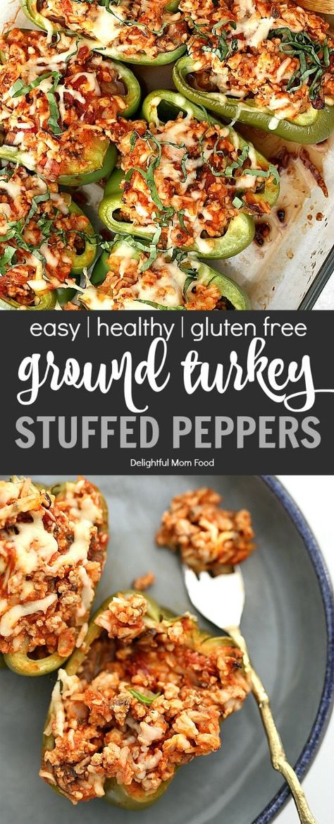 Healthy Stuffed Peppers, Turkey Stuffed Peppers, Ground Turkey Stuffed Peppers, Ground Turkey Recipes Healthy, Stuffed Peppers Healthy, Healthy Ground Turkey, Stuffed Peppers Turkey, Bell Pepper Recipes, Healthy Turkey