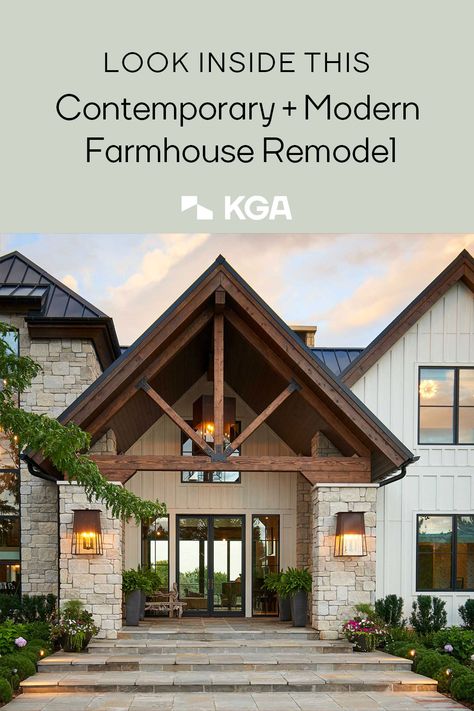 Modern Farmhouse Remodel, Farm Style House, Ranch House Exterior, Lake Houses Exterior, Farmhouse Architecture, Modern Rustic Homes, Farmhouse Remodel, Modern Farmhouse Exterior, Exterior Remodel