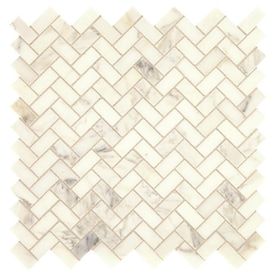 American Olean Genuine Stone Calacatta Gold 3-in x 6-in Marble Floor Tile (Common: 3-in x 6-in; Actual: 3-in x 6-in) at Lowes.com Marble Herringbone Floor, Stone Mosaic Floor, Marble Mosaic Floor, Patterned Wall Tiles, Marble Herringbone, Fireplace Facade, Herringbone Backsplash, Mosaic Floor Tile, Marble Tile Floor