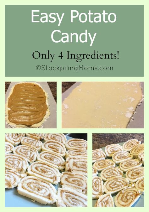 Easy Potato Candy recipe that has only 4 ingredients! So yummy! Potato Candy Easy, Potatoe Candy Recipe, Pinwheel Candy Recipe, Old Fashioned Potato Candy Recipe, Irish Potato Candy Recipe, Potato Candy Recipe, Pinwheel Candy, Kentucky Recipes, Irish Potato Candy