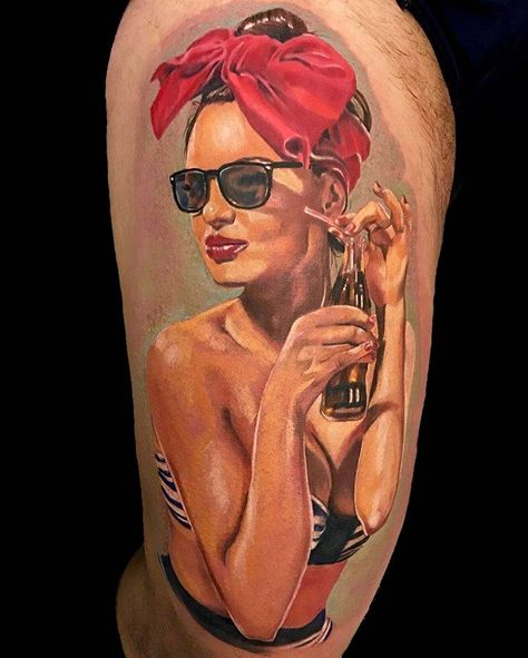 Tattoo Pin Up, Movie Tattoos, The Artist Movie, Pin Up Tattoos, Pin Up Style, A Color, Girl Tattoos, Skull Tattoo, Watercolor Tattoo