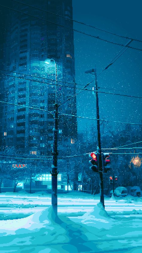 sixveeceear в Tumblr Gif Pixel Art Animation, Uicideboy Wallpaper, Pixel Art Landscape, Gif Background, Pixel Art Background, Pixel Animation, Winter City, Pixel Art Tutorial, Arte 8 Bits