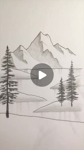 Drawing Mountains Pencil, Mountain Drawings Easy, How To Sketch Mountains, Mountain Drawing Step By Step, Easy Mountain Sketch, Wilderness Drawings Easy, Drawing A Landscape, Nature Drawing For Beginners, Sketch For Beginners Step By Step