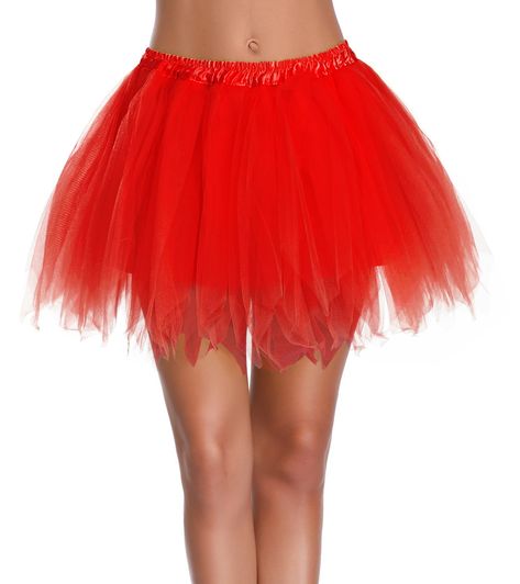 PRICES MAY VARY. Skirt Length: 16 inch Material: Top tulle, Soft Lining Regular Size Waist: 24"-35", Plus Size Waist: 28"-40" Comfortable fit with satin lined elastic waistband, Colors may vary due to different screen make Great for parties, dancing, Halloween costumes, or marathons, school events 
Material: Top tulle, Soft Lining 
 Sizes 
 Regular Size: Fits Waist 24"-35"; Length 16" 
 Plus Size: Fits Waist 28"-40"; Length 16" Red Tulle Skirt White Top, Santa Skirts Teens, Red And White Tulle Skirt, Mrs Clause Skirt, Tulle Petticoat, Best Friend Halloween Costumes, Fluffy Skirt, Kids Dress Wear, Bubble Skirt