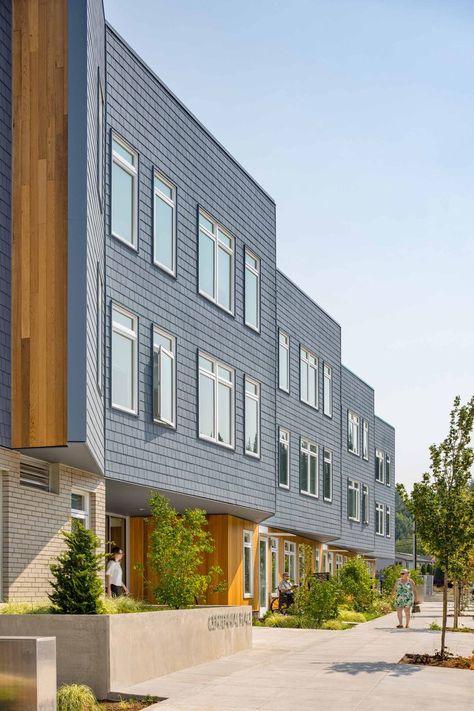 Centennial Place | Multi-Family Affordable Housing Architecture in Portland Oregon —Scott Edwards Architecture Affordable Housing Architecture, Housing Architecture, Modular Housing, Multifamily Housing, Ed Design, Housing Development, Wellness Community, Family Nature, Family Design