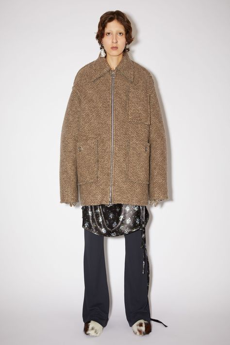 Collarless Coat, Zip Coat, Outwear Women, Blazer Jeans, Brown Suede Jacket, Faux Suede Jacket, 가을 패션, Arm Sleeve, Casual Coat