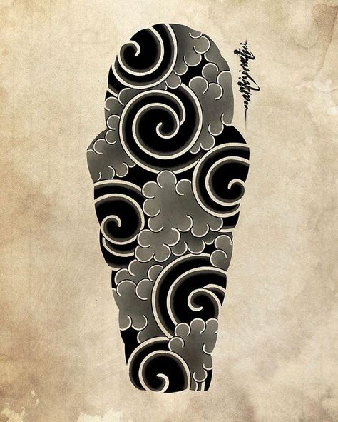 Japanese Tattoo Background, Pisces Anime, Japanese Water Tattoo, Tatuajes Irezumi, Tato Irezumi, Japanese Cloud Tattoo, Traditional Japanese Tattoo Sleeve, Tato Lengan Bawah, Tato Geometris