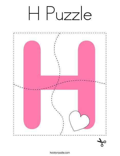 H Puzzle Coloring Page - Twisty Noodle Alphabet School, Kindergarten Coloring, Abc Puzzle, Alphabet Crafts Preschool, Alphabet Puzzle, Twisty Noodle, Kindergarten Coloring Pages, Toddler Worksheets, Toddler Homeschool