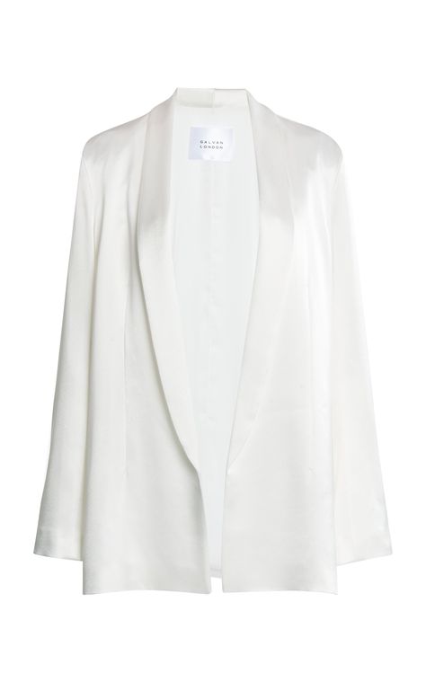 Soiree Blouses, Outer Satin, Balmain Blazer, Satin Blazer, Open Front Blazer, Evening Jackets, Cotton Blazer, Luxury Bridal, Party Looks