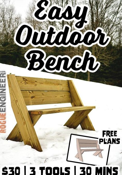 How to Build a DIY Outdoor Bench With Back #outdoor #plants #outdoorplants With our backyard ice rink up and running this winter, an outdoor bench to take a break on was a priority project. I wanted to use this opportunity to come up with a design that would be easy and cheap to build, look good, and be comfortable. After doing some research I stumbled a design called the Leopold bench ( plans here) which was named after the conservationist Aldo Leopold who built them for birdwatching and nature Outdoor Bench With Back, Leopold Bench, Diy Outdoor Bench, Backyard Ice Rink, Kids Woodworking Projects, Aldo Leopold, Natural Bridal Makeup, Diy Projects For Bedroom, Woodworking Blueprints