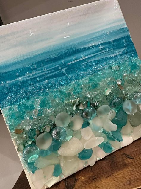 Glass Art Tutorial, Sea Tiles, Seaglass Beach, 3d Templates, Sea Glass Art Diy, Beach Themed Crafts, Deco Marine, Sea Glass Mosaic, Sea Glass Art Projects