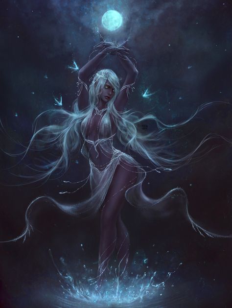 LUNESTEAE, THE GODDESS OF DANCING BLADES. SHE IS REVERED BY THE DROW AND HAS PERSONALLY THANKED DRACUL FOR THEIR SAFETY Scary Dark, Personaje Fantasy, Dark Fantasy Artwork, 다크 판타지, Art Dark, Dark Elf, Goddess Art, Inspiring Art, Arte Fantasy