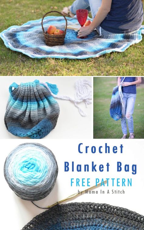 Easy Crochet Projects -Blanket Bag Spring and Summer crochet projects roundup by craft-mart Crochet Blanket Bag, Summer Crochet Projects, Blanket Bag, Confection Au Crochet, Easy Crochet Projects, Crochet Simple, Crochet Diy, Diy Crochet Projects, Crochet Purses