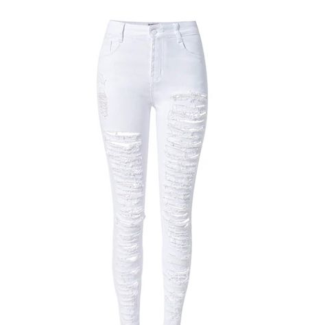 Brand New With Tags Women’s Denim Jeans Run Small Order One Size Up Mode Adidas, Ripped High Waisted Jeans, Womens Ripped Jeans, White Ripped Jeans, Destructed Jeans, White Distressed Jeans, Moda Jeans, Destroyed Jeans, Jeans White