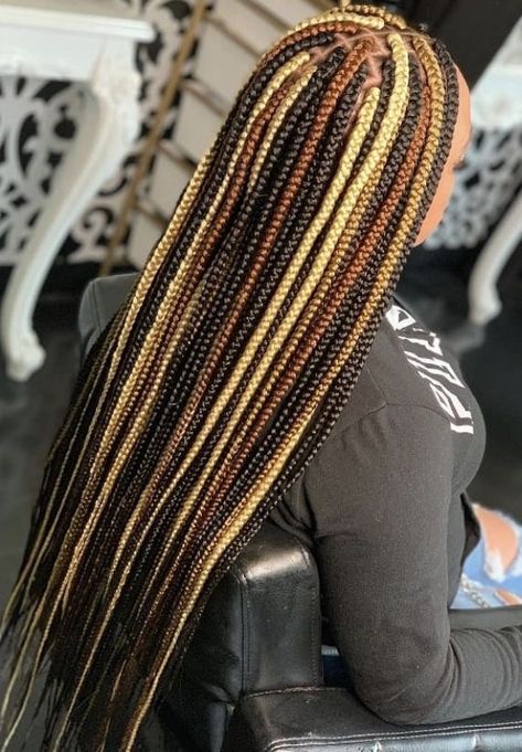 Fall Color Box Braids, Multi Colored Box Braids, Color Box Braids, Cornrow Updo Hairstyles, Cornrows Natural Hair, Black Kids Braids Hairstyles, Colored Box Braids, Lace Braids, Cute Box Braids