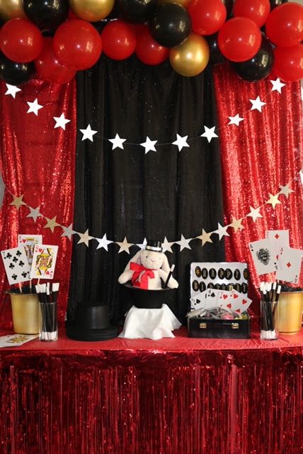 Magic Themed Birthday Party, Magic Party Theme, Magician Birthday Party, Magic Decorations, Magician Party, Magic Birthday Party, Magic Birthday, Magic Theme, Magic Party