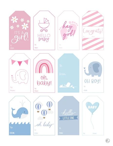 Choose from 425+ baby shower gift tags for your next baby shower present. All tags are 100% FREE and can be printed from home. Congrats On New Baby, Baby Gift Tags, Gift Tracker, Hang Tag Design, Baby Shower Tags, Baby Printables, Free Printable Gift Tags, Congratulations Baby, Baby Shower Presents