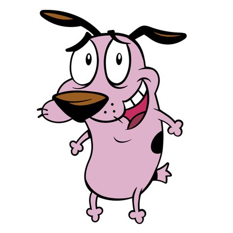 Courage the Cowardly Dog Sticker. A timid but very attentive pink dog Courage, which constantly saves its owners from monsters and paranormal elements. The Cowardly Dog, Courage The Cowardly Dog Painting, Courage The Cowardly Dog Drawing, Courage Cowardly Dog, Courage The Cowardly Dog Tattoo, Cat Dog Cartoon, Minion Stickers, Cartoon Dogs, Courage The Cowardly Dog