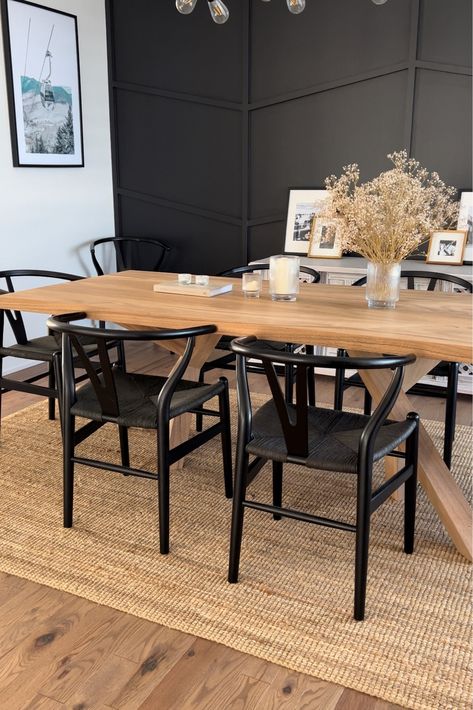 Etta Wishbone Side Chair (Set of 2) curated on LTK Black Wishbone Chair Dining Room, Light Table Black Chairs, Black Wishbone Dining Chairs, Wishbone Chair Dining Room, Wishbone Chair Dining, Ideas Comedor, Black Wishbone Chair, Chair Dining Room, Basement Living