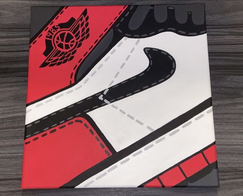 Shoe Painting Ideas On Canvas Jordans, Air Jordan Painting Canvas, Jordan Painting Ideas, Jordan Shoes Painting Canvas, Jordan 1 Painting Canvas, Nike Shoes Painting Canvas, Jordan Painting Canvases, Sneaker Painting Canvases, Jordan Shoe Painting On Canvas