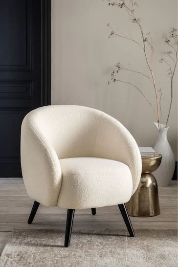 Small Comfy Chair, Small Chair For Bedroom, Fluffy Top, Minimalist Chair, Reception Room, Assembly Instructions, Boucle Fabric, Comfy Chairs, Bedroom Chair