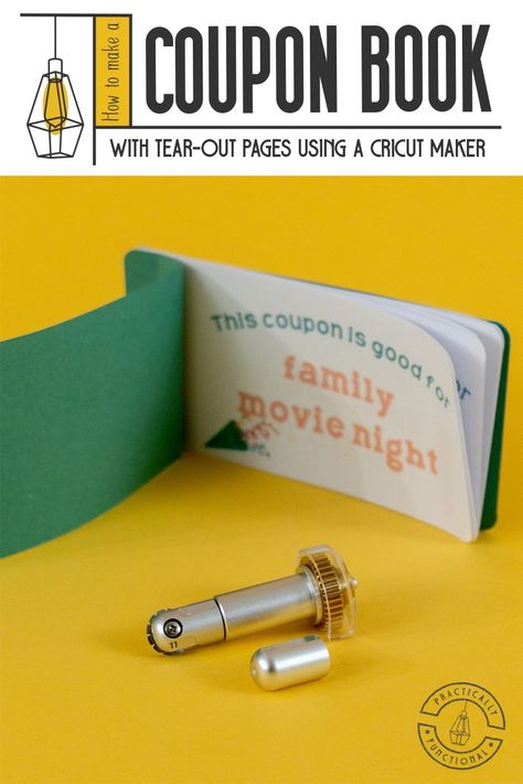 Learn how to make a birthday coupon book with a Cricut Maker. Personalize the coupons with your own text, then customize the cover with the fine debossing tip and use the basic perforation blade to make easy tear-out pages! The post How To Make A Birthday Coupon Book With A Cricut Maker is a post by Jessi Wohlwend and appeared first on Practically Functional! How To Make A Coupon Book Diy, How To Make A Coupon Book, Diy Coupon Book, Coupon Books For Boyfriend, Coupon Book Diy, Long Distance Birthday, Homemade Journal, Christmas Coupons, Coupons For Boyfriend