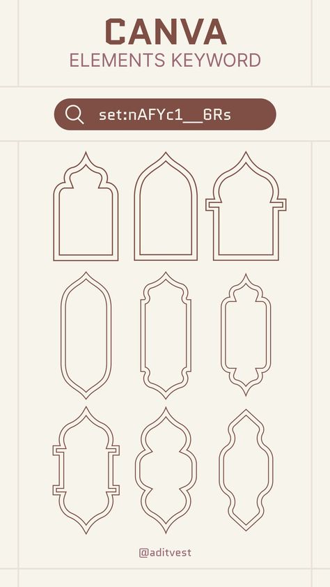 set:nAFYc1__6Rs | Canva element keyword for Outline Color Arabic Frame on canva. #canva #element #keyword #canvaelement #canvaelementkeyword #ramadan #eidmubarak #arabic #arch #window #door #frame #background #pattern #decorative #decoration #outline #line #simple #minimalist Islamic Window Pattern, Canva Arabic Elements, Arabic Border Design, Arch Outline, Arabic Frame, Arabic Arch, Islamic Arch, Canva Keywords Elements, Arch Illustration