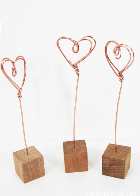 12 Valentine's Day Projects | My Creative Days Photo Holder Craft, Copper Wire Crafts, Saint Valentin Diy, Valentines Bricolage, Easy Valentine Crafts, Valentines Inspiration, Valentines Day Decor, Copper Diy, Diy Valentines Crafts