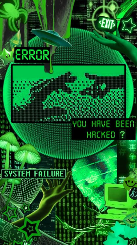 #cybercore #green #neon #wallpaper #collage #y2k #black Green Neon Wallpaper, Y2k Wallpaper Green, Green Y2k Aesthetic, No Love Deep Web, Y2k Collage, Cybercore Aesthetic, Green Y2k, Neon Noir, Tech Aesthetic