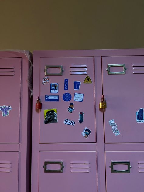 Locker Stickers Aesthetic, School Locker Aesthetic, Locker Inspo Aesthetic, Locker Aesthetic, Aesthetic Locker, Locker Stickers, Arabic Aesthetic, School Locker Decorations, Daily Aesthetic