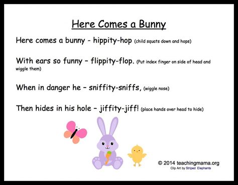 5 Bunny Chants for Preschoolers Easter Songs For Toddlers, Infant Songs, Easter Songs For Kids, Prek Easter, Teach Rhyming, Spring Songs, Easter Activities For Toddlers, Song Cards, Easter Poems