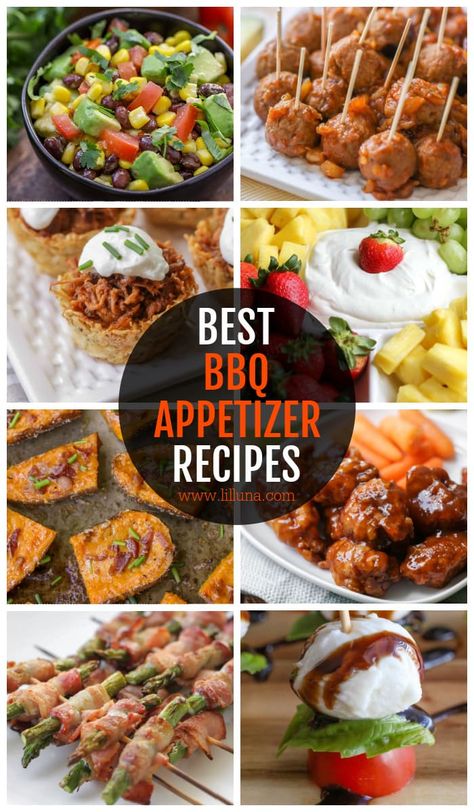 Every summertime potluck and outdoor party needs appetizers! This collection of BBQ Appetizers has all the options you'll need to accompany your grilled main courses. #bbqappetizers #appetizers #bbq #appetizerrecipes Appetizer For Bbq, Group Meal Ideas, Bbq Appetizer Ideas, Ham Cheese Pinwheels, Artichoke Cups, Good Dinners, Party Appetizers For A Crowd, Best Finger Foods, Fancy Appetizer Recipes