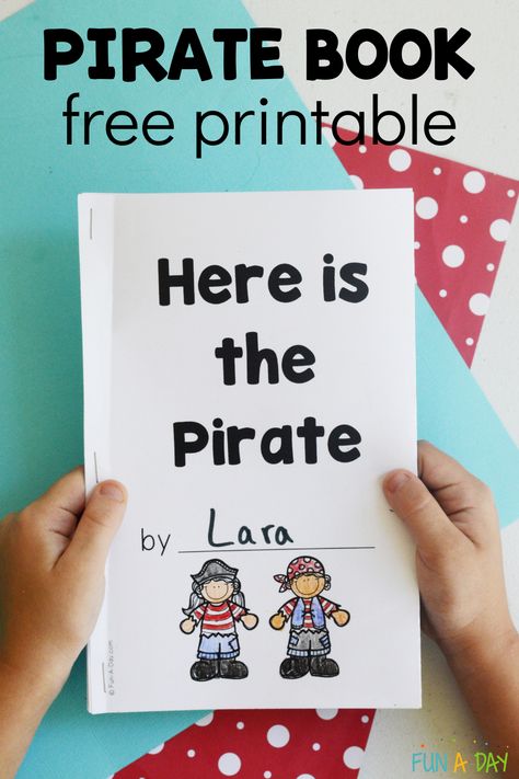 Use this free pirate printable book during your next kindergarten or preschool pirate theme (or as part of Talk Like a Pirate activities). You can get your own copy by clicking on the Fun-A-Day.com link. Pirate Day At School Activities, Pirate Crafts For Kindergarten, Kindergarten Pirate Activities, Pirate Theme Kindergarten, Pirate Literacy Activities Preschool, Pirate Learning Activities, Pirate Classroom Activities, Pirate Activities For Kindergarten, Talk Like A Pirate Day Activities