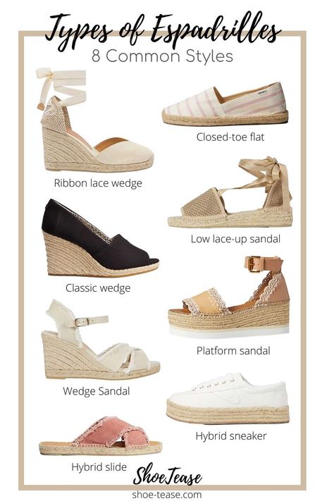 How to Wear Espadrilles Outfits for Women: Stylish & Casual Outfit Ideas Different Types Of Shoes For Women, How To Style Espadrilles Outfit, Cute Close Toed Shoes, Type Of Shoes For Women, Classy Summer Shoes, Espadrilles Shoes Outfit, Gold Espadrilles Outfit, Summer Espadrilles Outfits, Types Of Sandals For Women