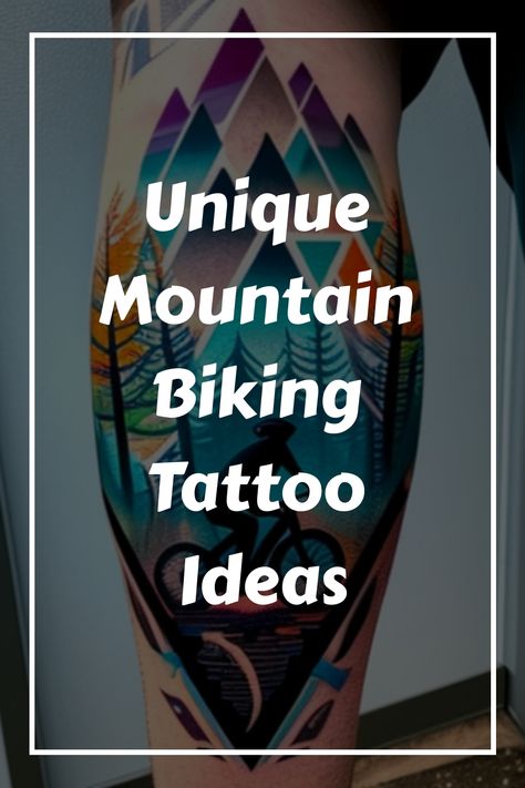 Hit the trails with our Mountain Biking Tattoo Ideas. Each design captures the thrill and freedom of biking in rugged terrain, symbolizing adventure, endurance, and a love for the great outdoors. Ideal for biking enthusiasts who live for the ride. Mountain Biking Tattoo, Biking Tattoo, Trail Tattoo, Mountain Bike Tattoo, Bike Silhouette, Bike Tattoos, Detailed Tattoo, Simple Line Drawings, Symbolic Representation